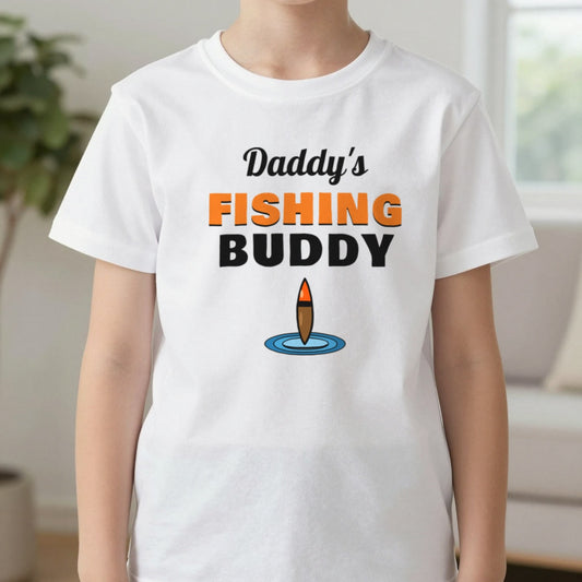 Kids Personalised Fishing Buddy T-Shirt & Sweatshirt T-Shirt in White, worn, our photo