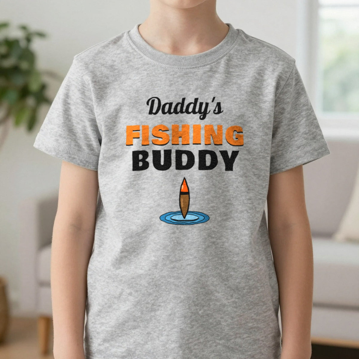 Kids Personalised Fishing Buddy T-Shirt & Sweatshirt T-Shirt in Sport Grey, worn, our photo