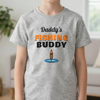 Kids Personalised Fishing Buddy T-Shirt & Sweatshirt T-Shirt in Sport Grey, worn, our photo