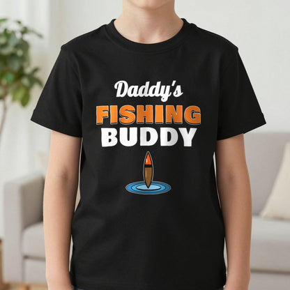 Kids Personalised Fishing Buddy T-Shirt & Sweatshirt T-Shirt in Black, worn, our photo