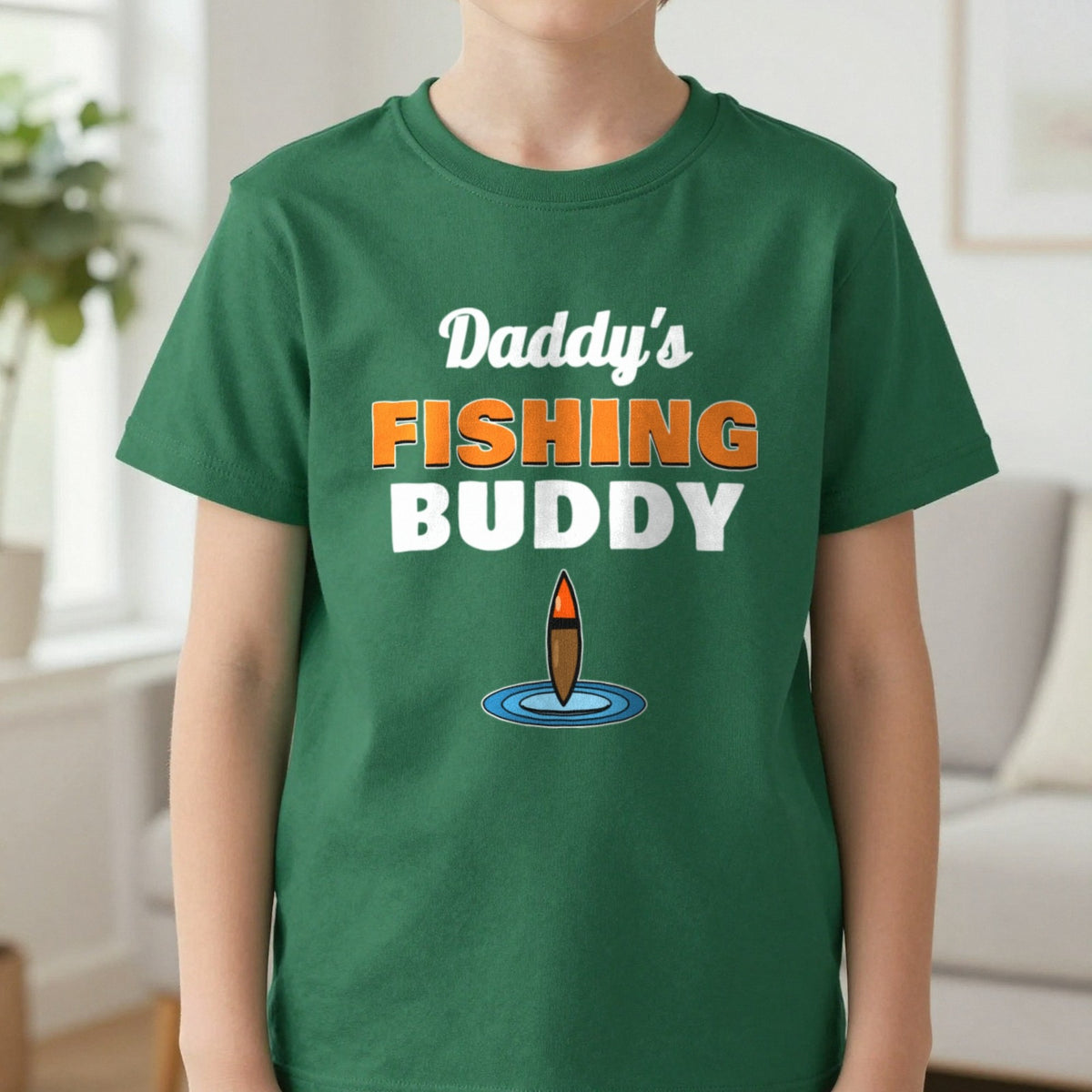 Kids Personalised Fishing Buddy T-Shirt & Sweatshirt T-Shirt in Forest Green, worn, our photo