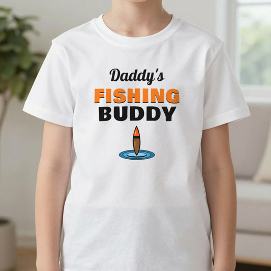 Kids Personalised Fishing Buddy T-Shirt & Sweatshirt T-Shirt in White, worn, our photo