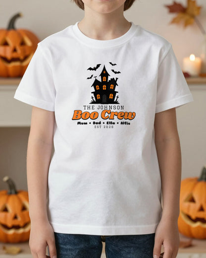 Kids Personalised Family Boo Crew T-Shirt & Sweatshirt worn