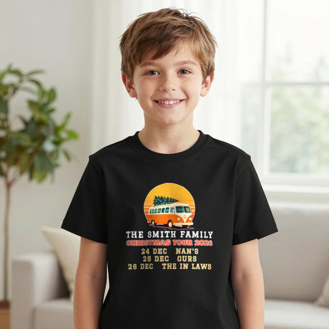 Kids Personalised Family Christmas Tour T-Shirt & Sweatshirt | Surname Family Tour, 24 Dec Nan's