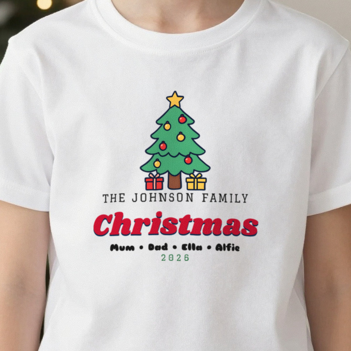 Kids Personalised Family Christmas Jumper & T-Shirt close-up