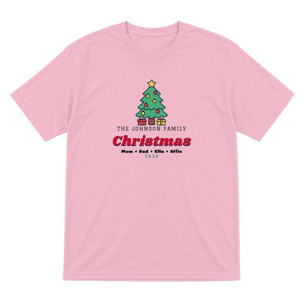 Kids Personalised Family Christmas Jumper & T-Shirt T-Shirt in Light Pink