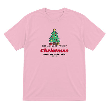Kids Personalised Family Christmas Jumper & T-Shirt T-Shirt in Light Pink