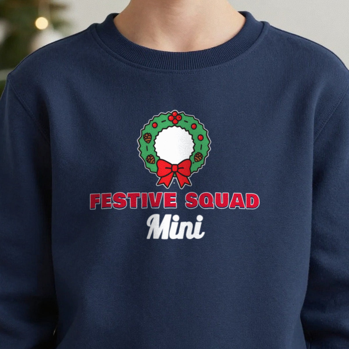 Kids Personalised Festive Squad Christmas Jumper & T-Shirt close-up