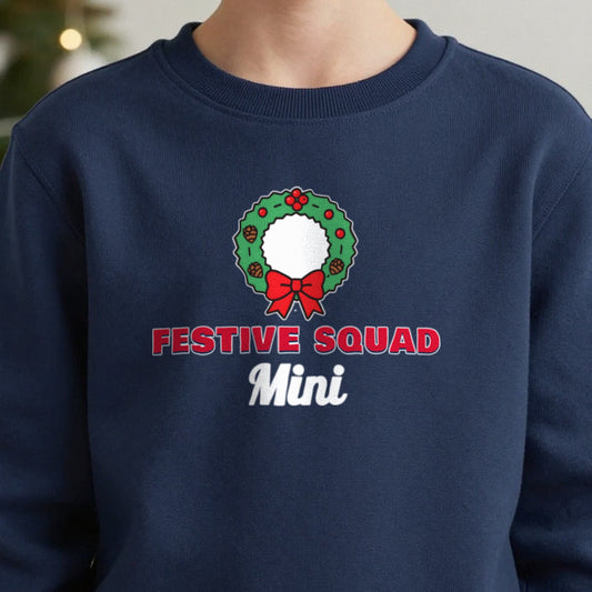 Kids Personalised Festive Squad Christmas Jumper & T-Shirt close-up