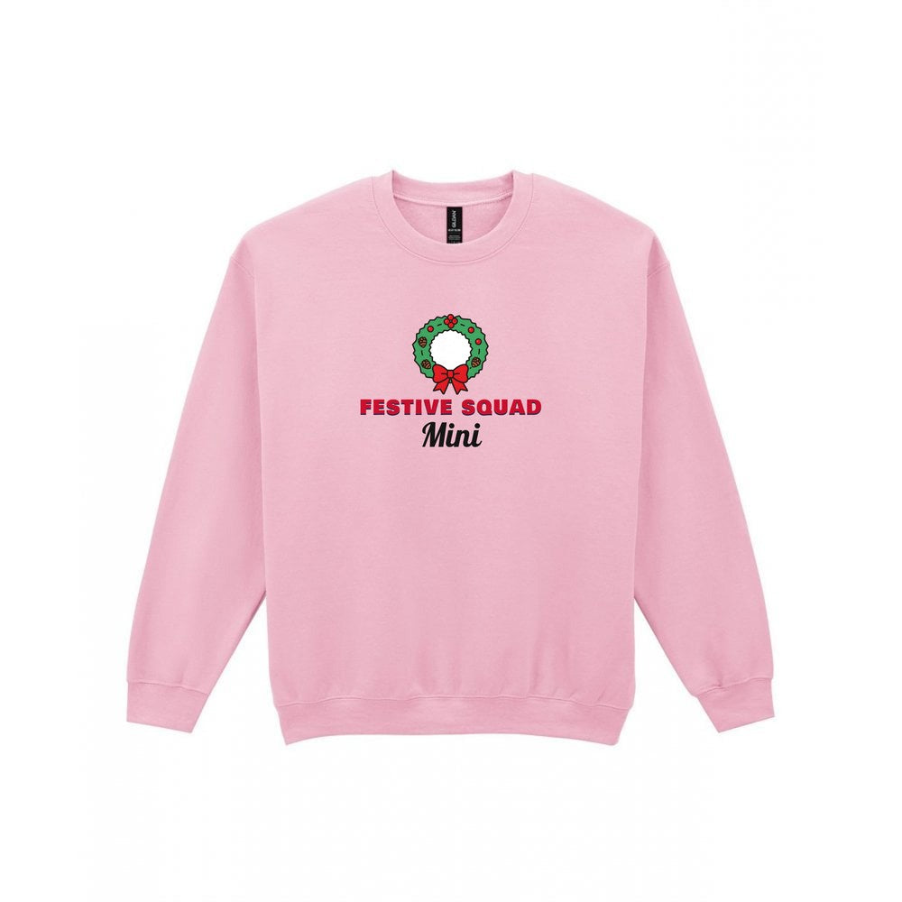 Kids Personalised Festive Squad Christmas Jumper & T-Shirt Sweatshirt in Light Pink
