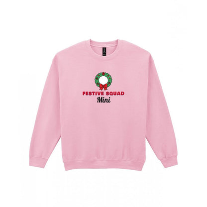 Kids Personalised Festive Squad Christmas Jumper & T-Shirt Sweatshirt in Light Pink