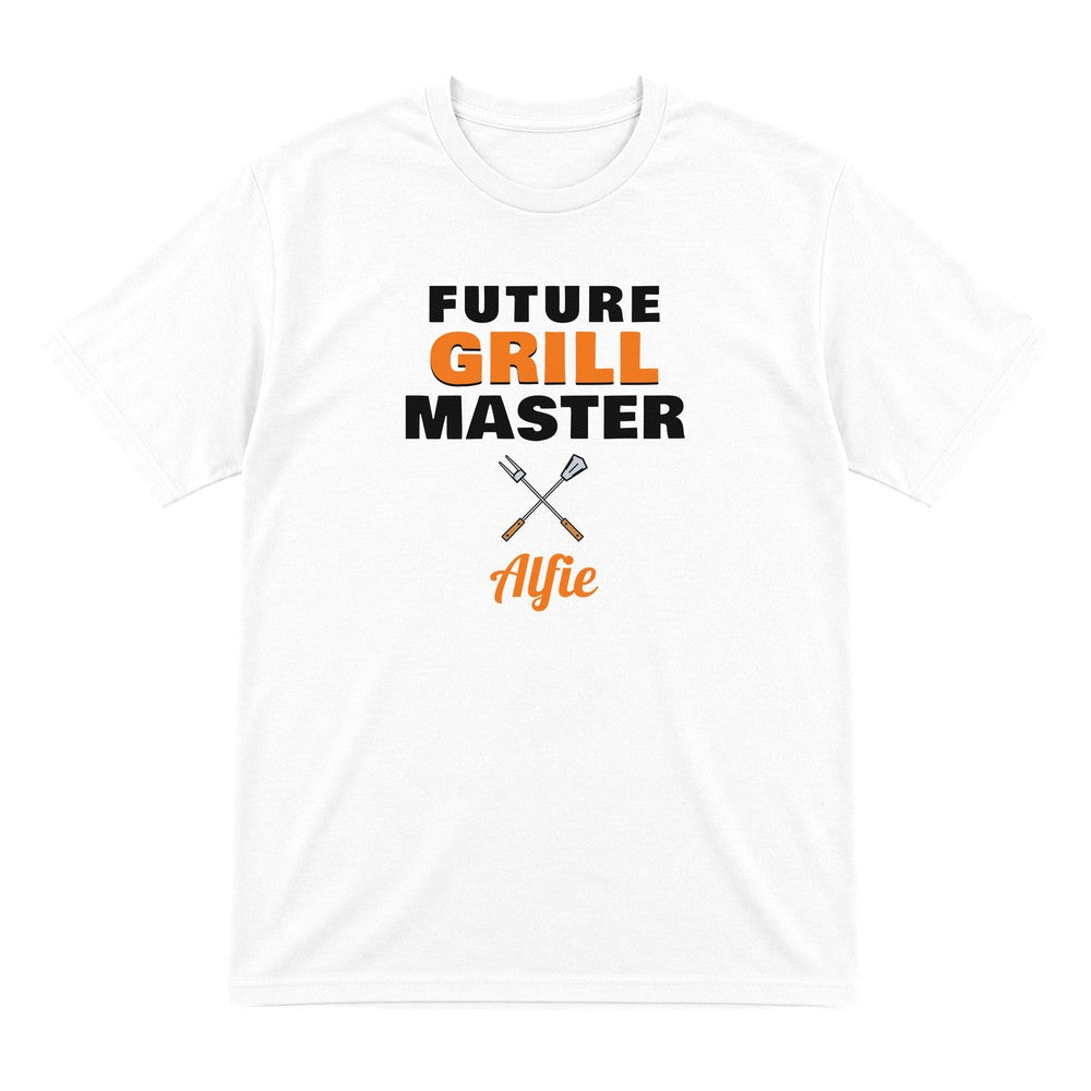 Kids Personalised Future Grill Master T-Shirt & Sweatshirt laid flat