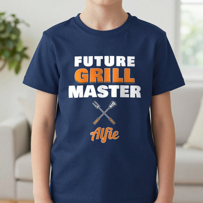 Kids Personalised Future Grill Master T-Shirt & Sweatshirt T-Shirt in Navy, worn, our photo