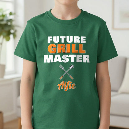 Kids Personalised Future Grill Master T-Shirt & Sweatshirt T-Shirt in Forest Green, worn, our photo