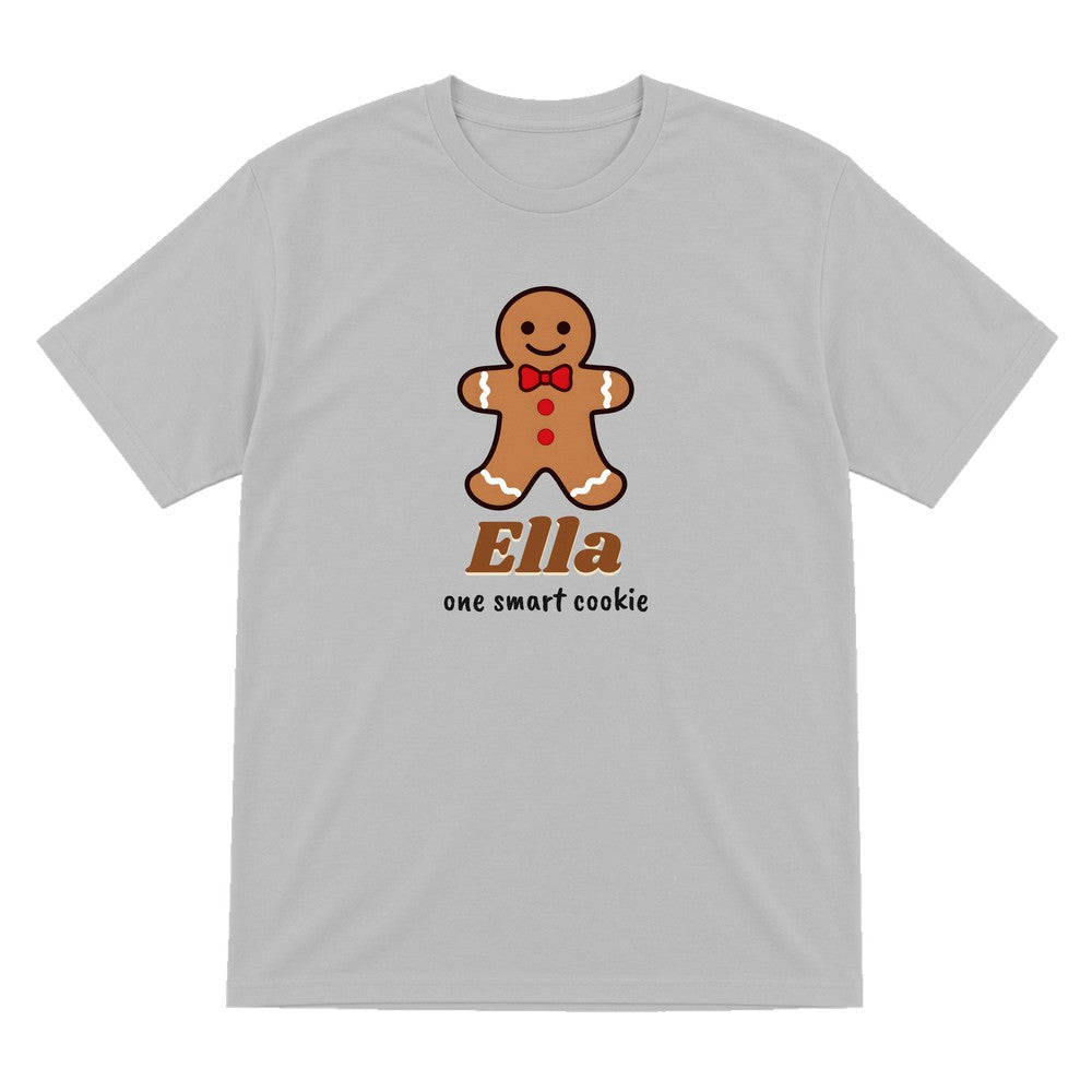 Kids Personalised Gingerbread Christmas Jumper & T-Shirt T-Shirt in Sport Grey