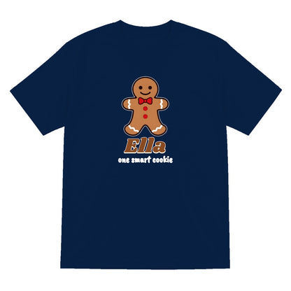 Kids Personalised Gingerbread Christmas Jumper & T-Shirt T-Shirt in Navy