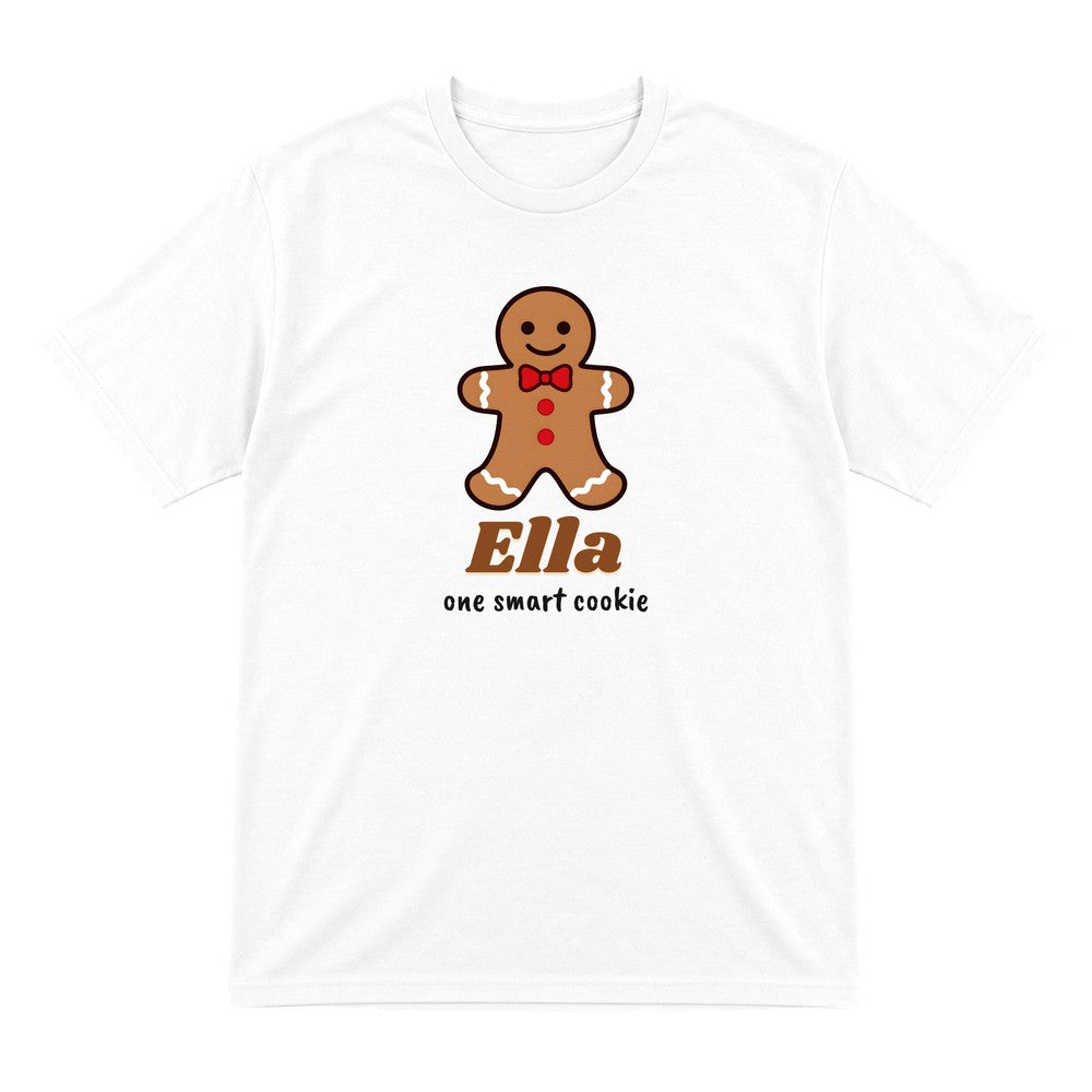 Kids Personalised Gingerbread Christmas Jumper & T-Shirt T-Shirt in White