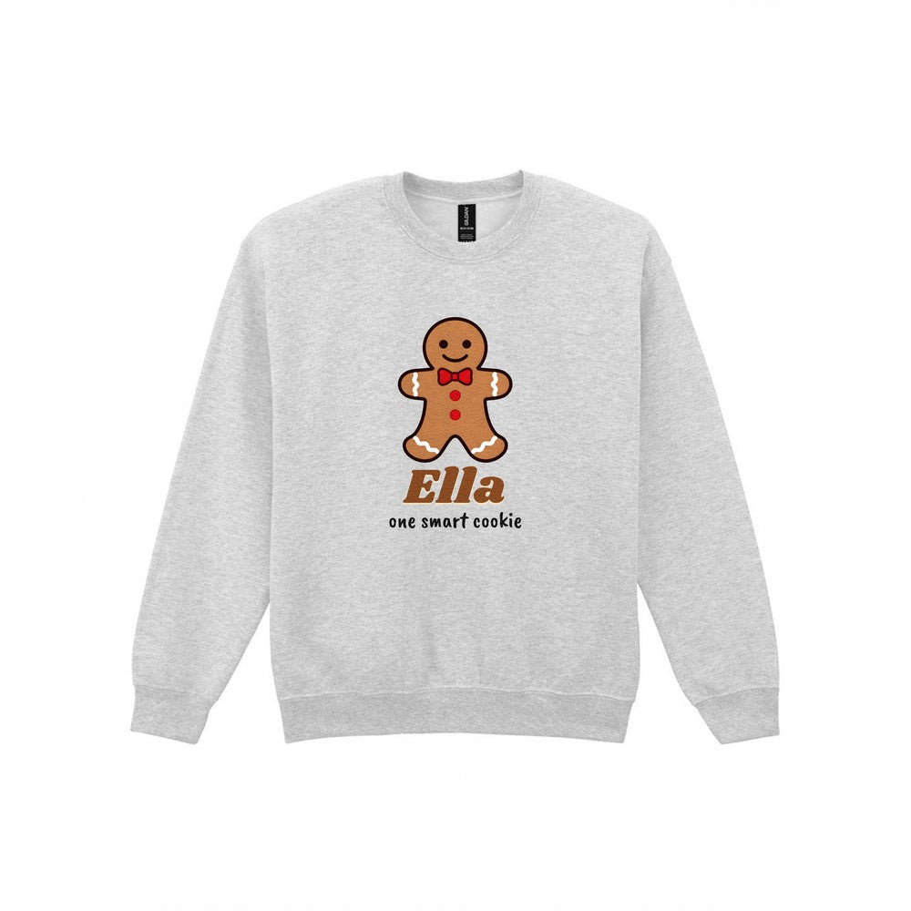 Kids Personalised Gingerbread Christmas Jumper & T-Shirt Sweatshirt in Sport Grey