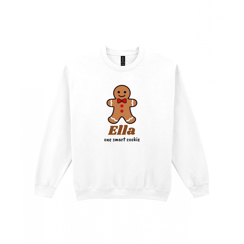 Kids Personalised Gingerbread Christmas Jumper & T-Shirt Sweatshirt in White