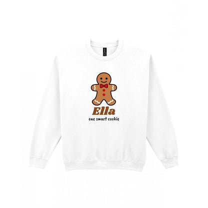 Kids Personalised Gingerbread Christmas Jumper & T-Shirt Sweatshirt in White