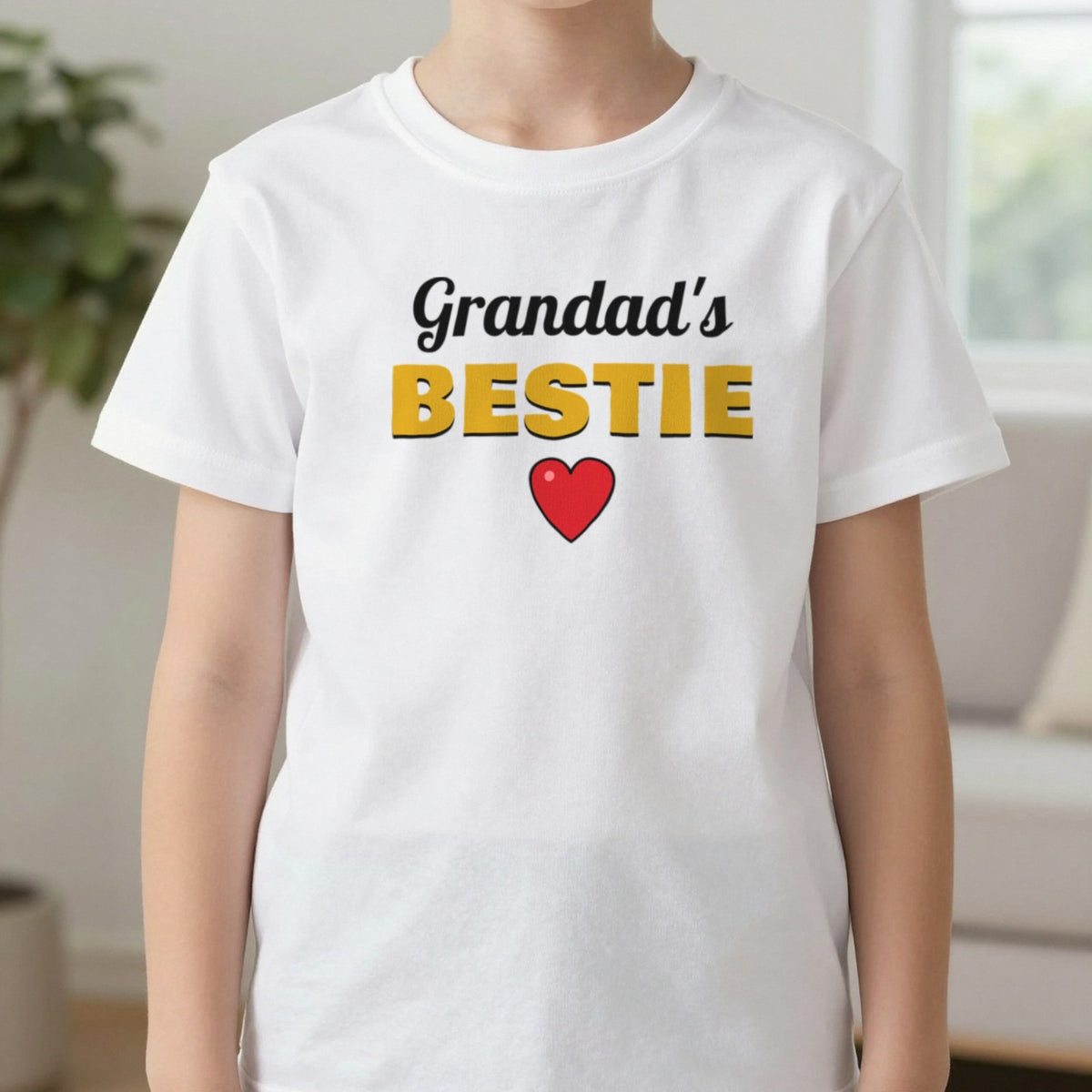 Kids Personalised Grandad's Bestie T-Shirt & Sweatshirt T-Shirt in White, worn, our photo