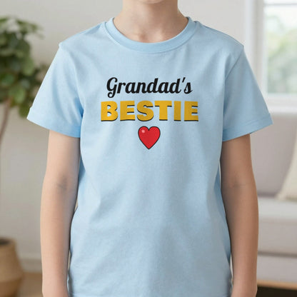 Kids Personalised Grandad's Bestie T-Shirt & Sweatshirt T-Shirt in Light Blue, worn, our photo