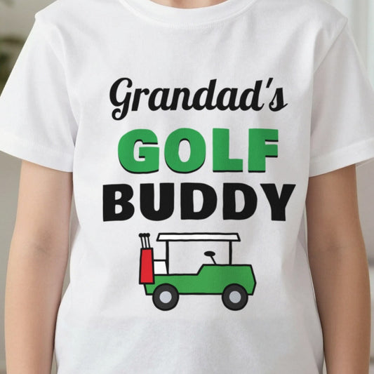 Kids Personalised Golf Buddy T-Shirt & Sweatshirt print close-up, our photo