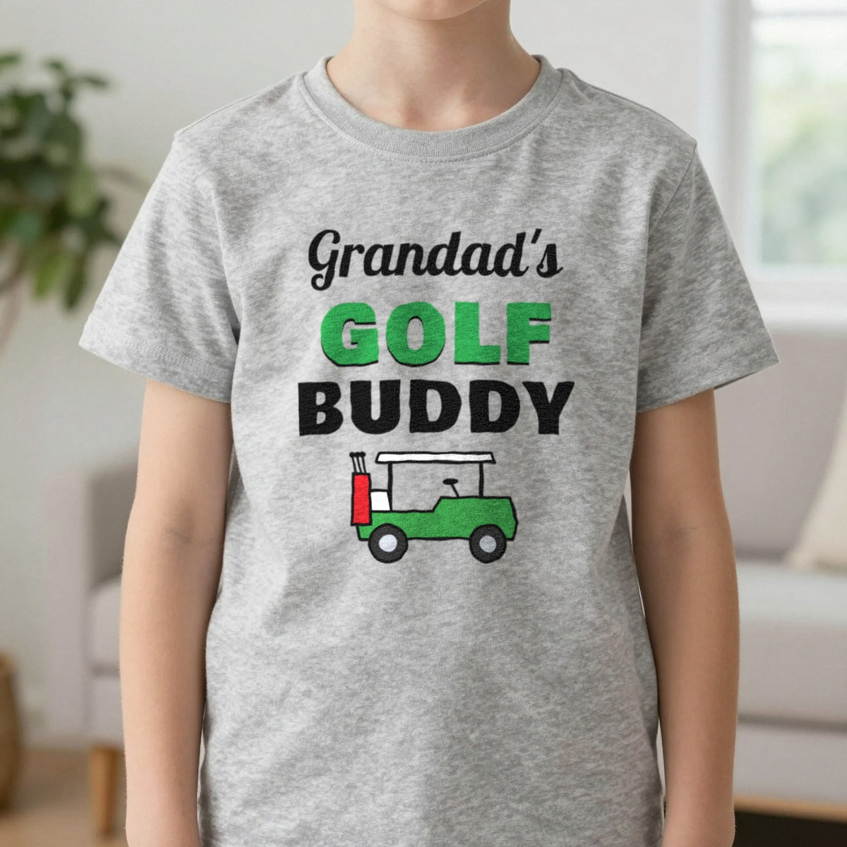 Kids Personalised Golf Buddy T-Shirt & Sweatshirt T-Shirt in Sport Grey, worn, our photo