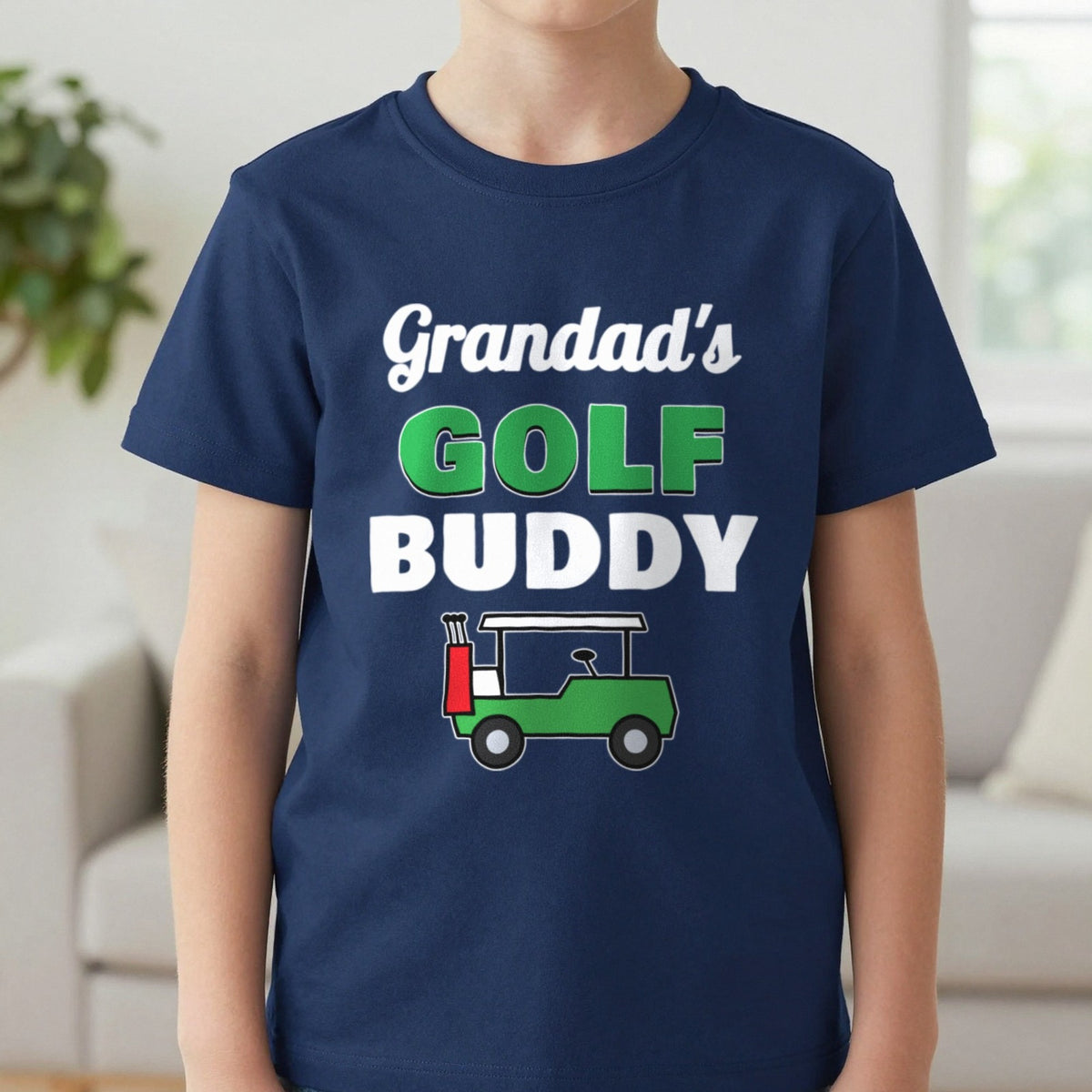 Kids Personalised Golf Buddy T-Shirt & Sweatshirt T-Shirt in Navy, worn, our photo