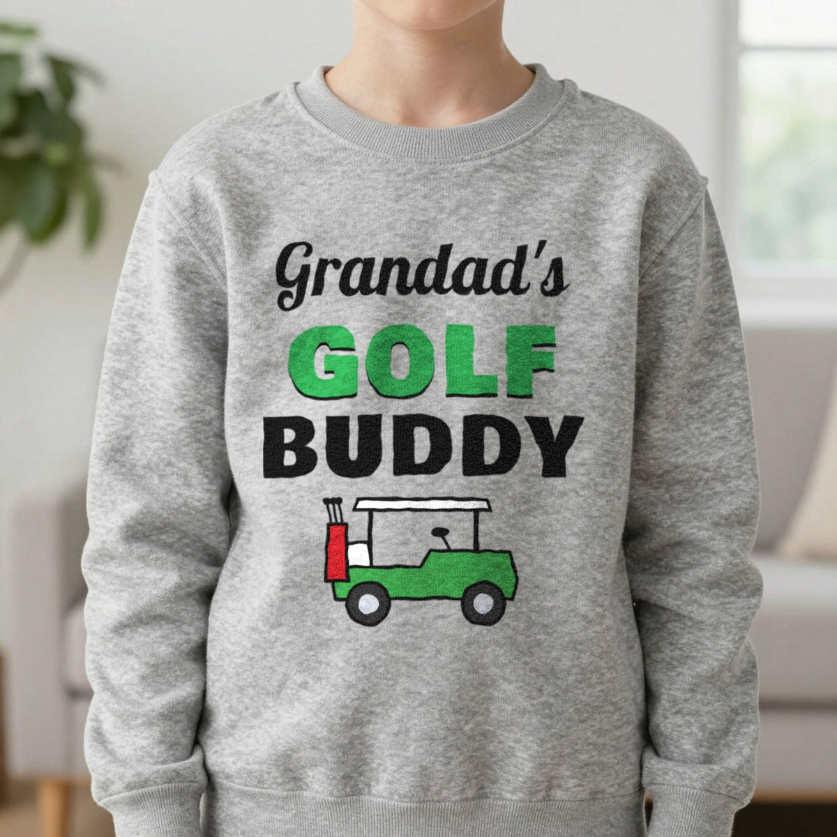 Kids Personalised Golf Buddy T-Shirt & Sweatshirt Sweatshirt in Sport Grey, worn, our photo