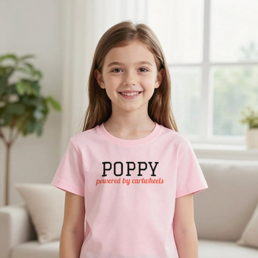 Kids Personalised Gymnastics Name T-Shirt & Sweatshirt T-Shirt in Light Pink, worn, our photo
