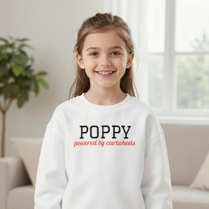 Kids Personalised Gymnastics Name T-Shirt & Sweatshirt Sweatshirt in White, worn, our photo