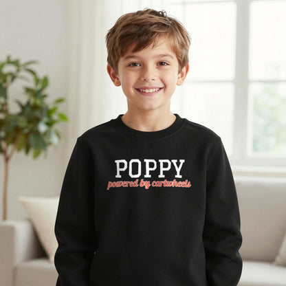 Kids Personalised Gymnastics Name T-Shirt & Sweatshirt Sweatshirt in Black, worn, our photo