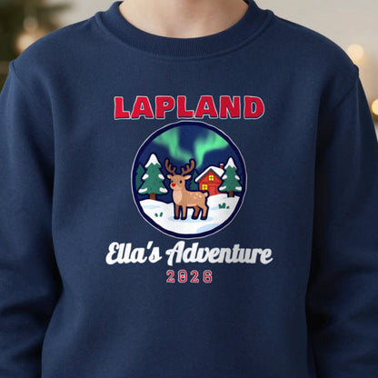 Kids Personalised Lapland Christmas Jumper & T-Shirt close-up