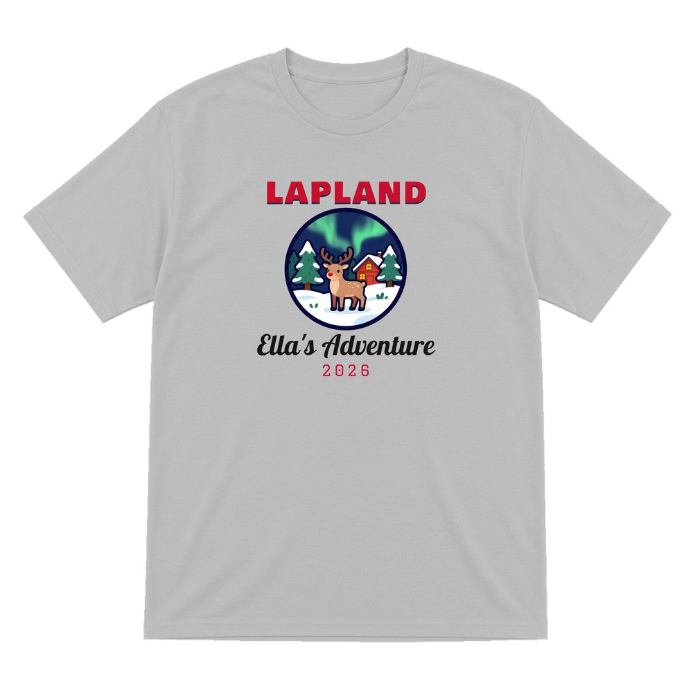 Kids Personalised Lapland Christmas Jumper & T-Shirt T-Shirt in Sport Grey