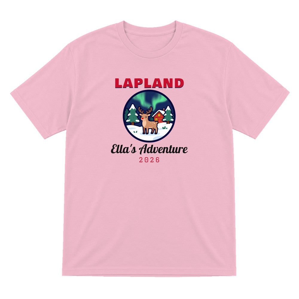 Kids Personalised Lapland Christmas Jumper & T-Shirt T-Shirt in Light Pink
