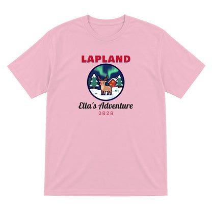 Kids Personalised Lapland Christmas Jumper & T-Shirt T-Shirt in Light Pink