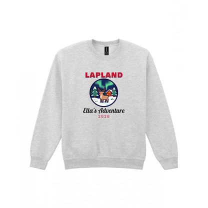 Kids Personalised Lapland Christmas Jumper & T-Shirt Sweatshirt in Sport Grey