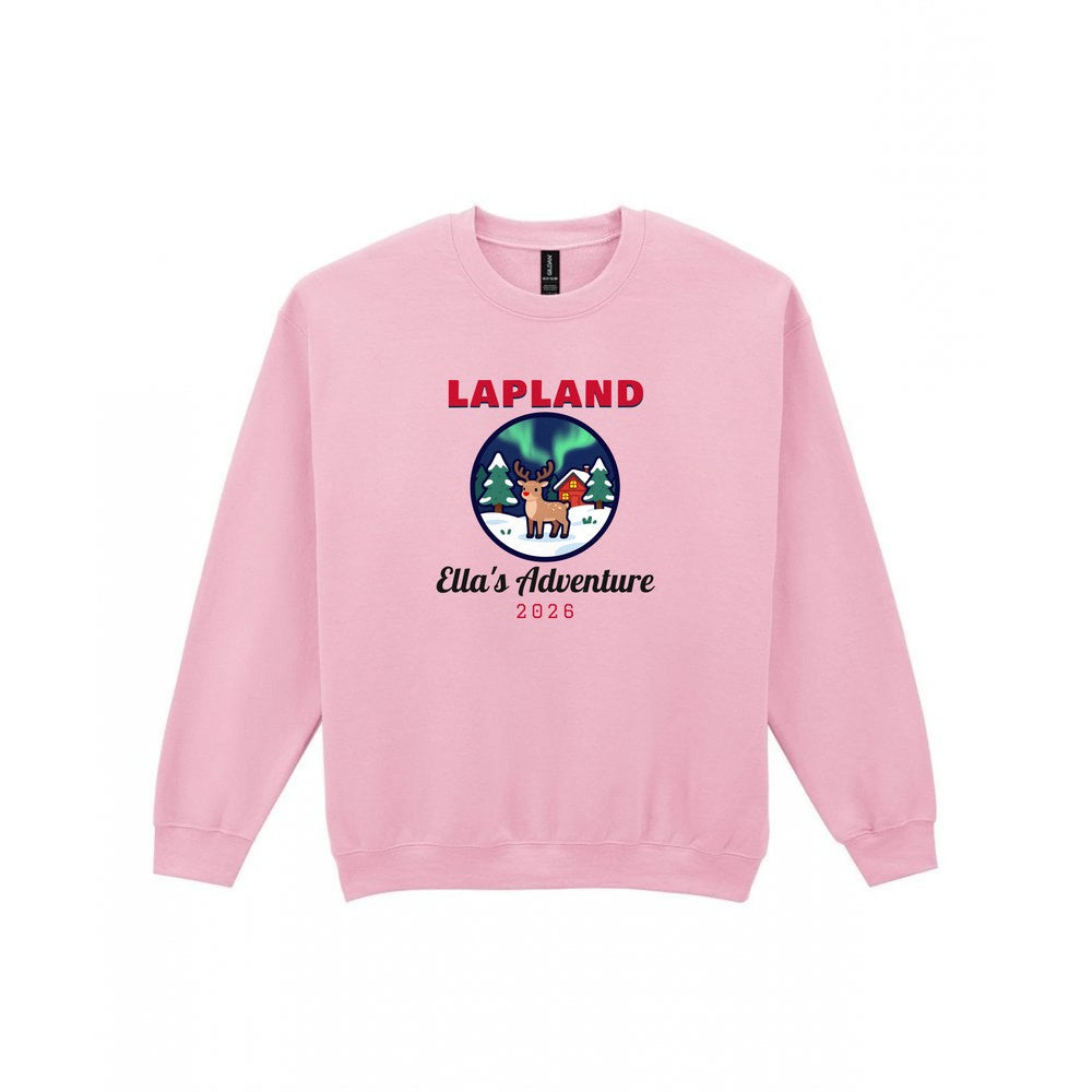 Kids Personalised Lapland Christmas Jumper & T-Shirt Sweatshirt in Light Pink
