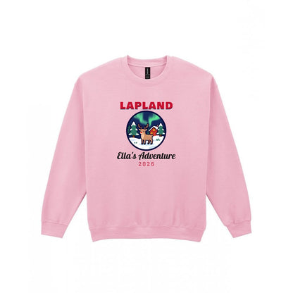 Kids Personalised Lapland Christmas Jumper & T-Shirt Sweatshirt in Light Pink