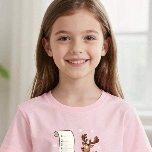Kids Personalised List For Santa Christmas T-Shirt & Sweatshirt print close-up, our photo