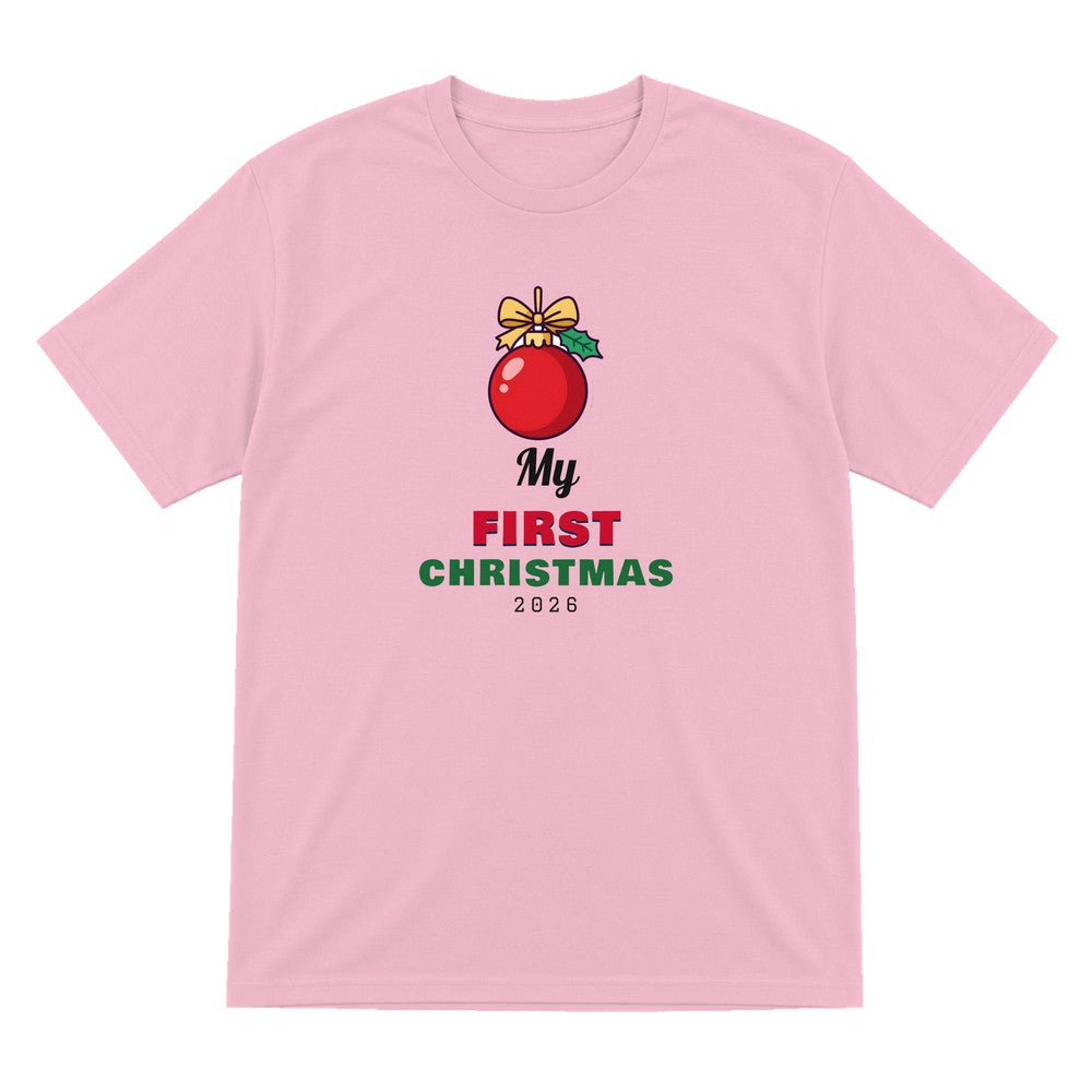 Kids Personalised My First Christmas T-Shirt & Jumper T-Shirt in Light Pink