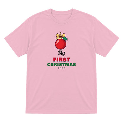 Kids Personalised My First Christmas T-Shirt & Jumper T-Shirt in Light Pink