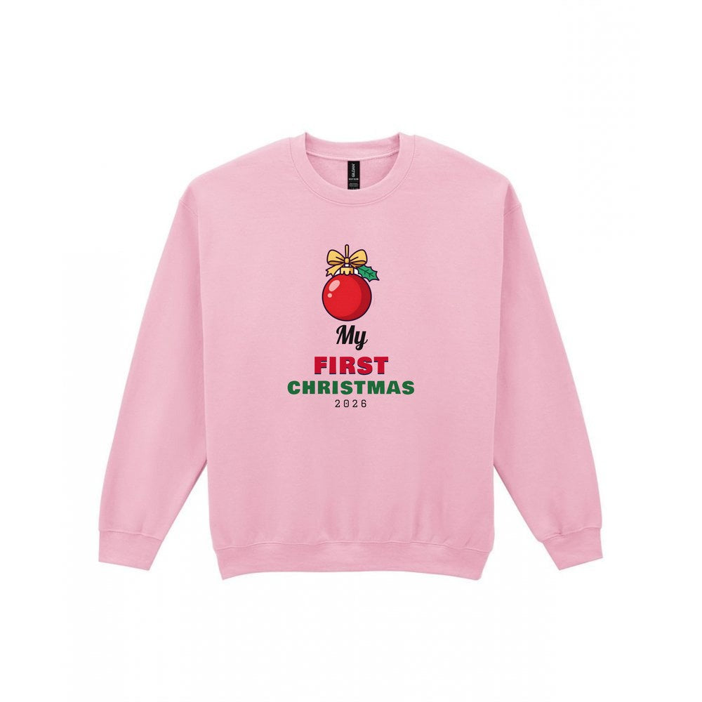 Kids Personalised My First Christmas T-Shirt & Jumper Sweatshirt in Light Pink