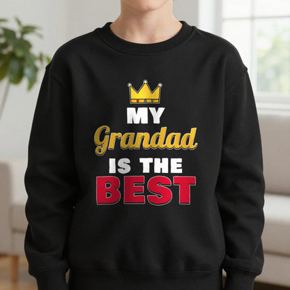 Kids Personalised My Grandad Is The Best T-Shirt & Sweatshirt Sweatshirt in Black, worn, our photo