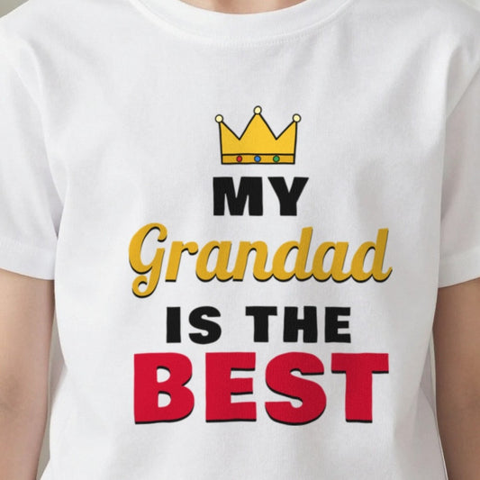Kids Personalised My Grandad Is The Best T-Shirt & Sweatshirt print close-up, our photo