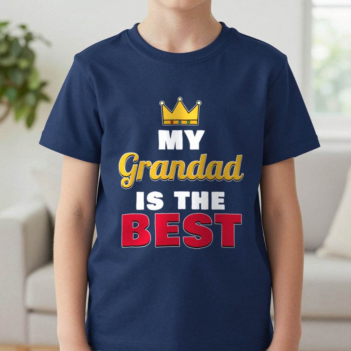 Kids Personalised My Grandad Is The Best T-Shirt & Sweatshirt T-Shirt in Navy, worn, our photo