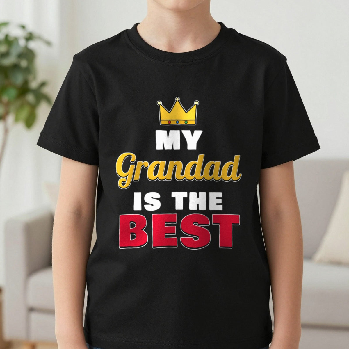 Kids Personalised My Grandad Is The Best T-Shirt & Sweatshirt T-Shirt in Black, worn, our photo
