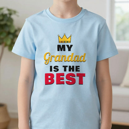 Kids Personalised My Grandad Is The Best T-Shirt & Sweatshirt T-Shirt in Light Blue, worn, our photo