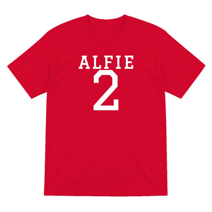 Kids Personalised Name And Number T-Shirt & Sweatshirt laid flat